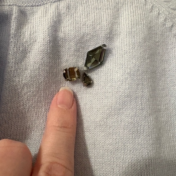 Light Blue Embellished Women's Cardigan Sweater Size Small Merona with gems - Picture 5 of 6